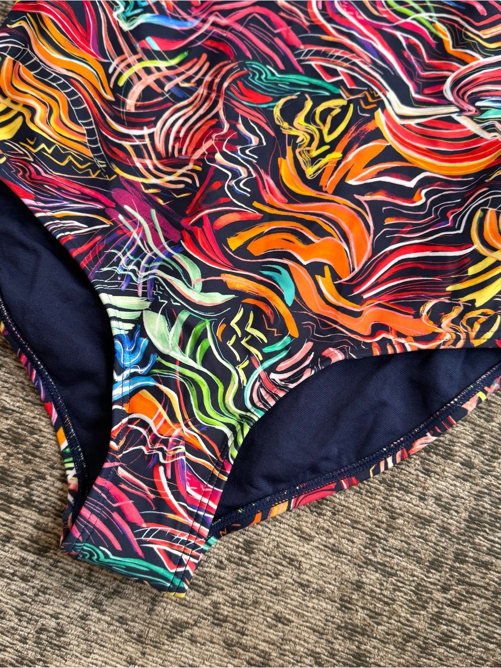 Athleta Girl Field Day One Piece Swimsuit Multicolor Swirl Print Kids XL Size 14 - Picture 7 of 8